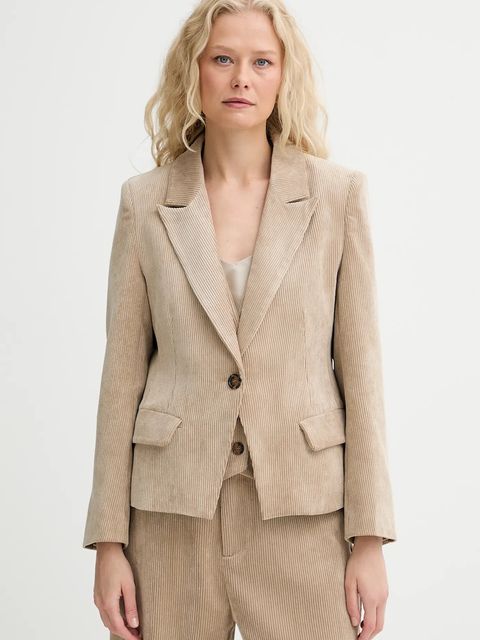 MUNTHE marynarka sztruksowa LAWO kolor brązowy jednorzędowa gładka 253152125310