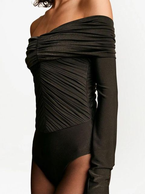 KHAITE The Panza off-shoulder bodysuit - Brown