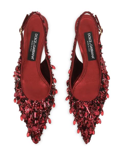 Dolce & Gabbana crystal-embellished slingback pumps - Red