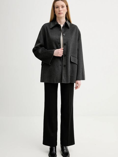 Nanushka płaszcz z dodatkiem wełny kolor szary NW25FWJK27994