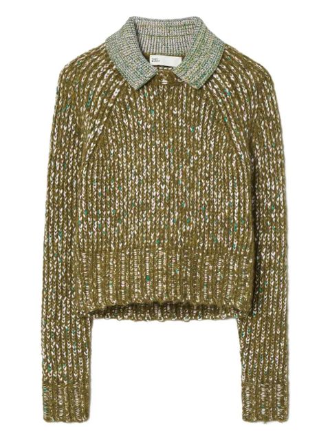 Tory Burch contrasting-collar sweater - Green - zdjęcie produktu nr 1