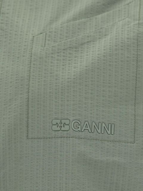 GANNI seersucker shell coat - Green