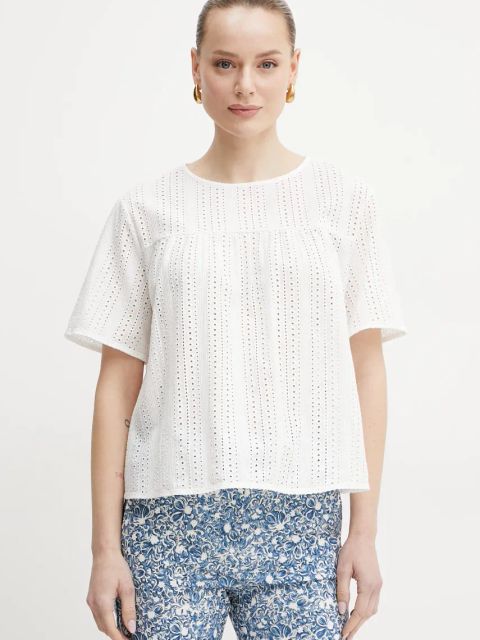 Weekend Max Mara bluzka bawełniana damska kolor biały gładka 2515941072600