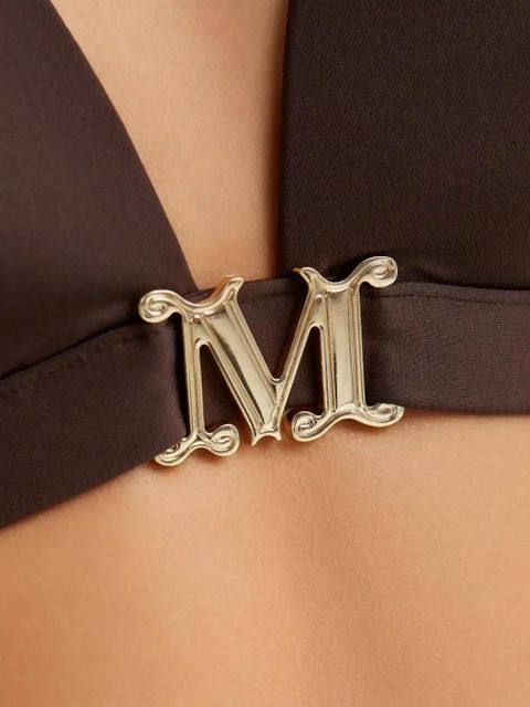 Max Mara logo-letter bikini top - Brown