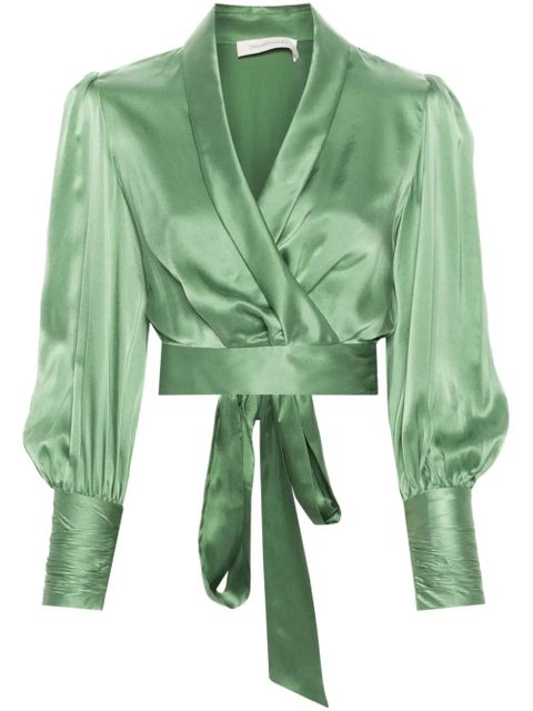 ZIMMERMANN silk cropped wrap top - Green - zdjęcie produktu nr 1