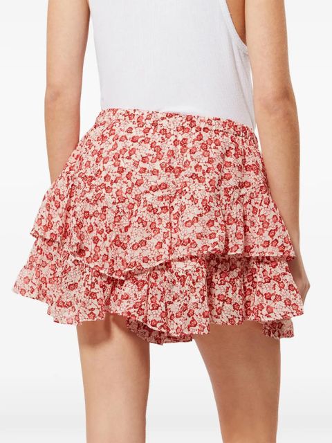 MARANT ÉTOILE JOCADIA ruffled floral-print mini shorts - Red