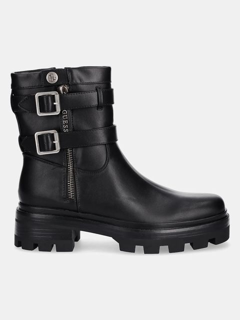 Guess botki LYNDEN damskie kolor czarny na płaskim obcasie FLFLYN ELE10