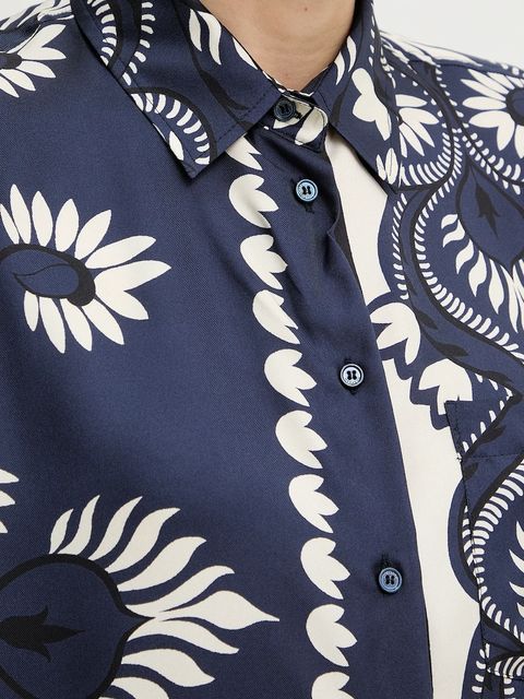 Weekend Max Mara koszula jedwabna LASTRA damska kolor granatowy regular z kołnierzykiem klasycznym 2615191011600