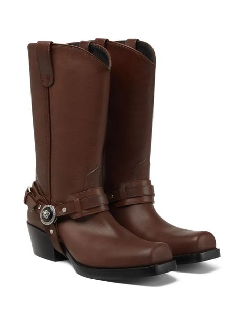 Versace leather cowboy boots - Brown