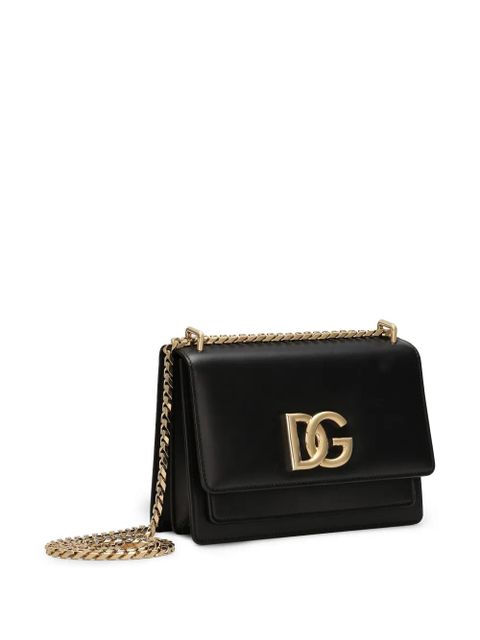 Dolce & Gabbana logo-plaque leather crossbody bag - Black