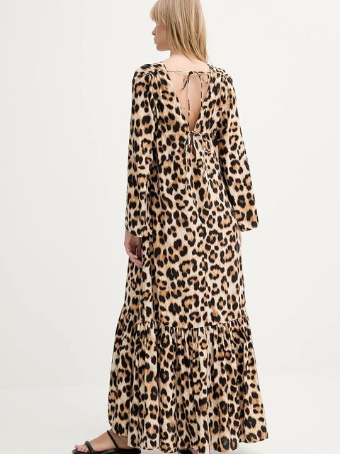 MUNTHE sukienka UBLUE kolor brązowy maxi rozkloszowana 255130625519