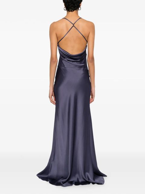 Victoria Beckham twist-detail cowl-back maxi dress - Blue
