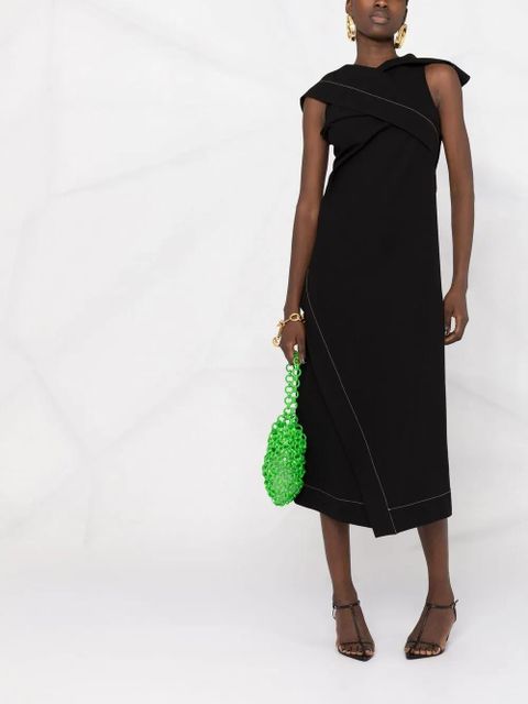 Jil Sander contrast stitching draped dress - Black - zdjęcie produktu nr 2