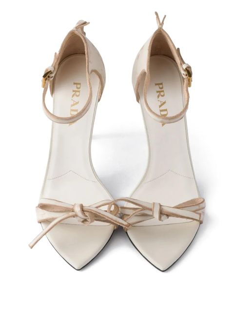 Prada bow leather sandals - Neutrals