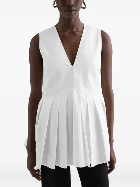 Jil Sander pleated cotton poplin top - White