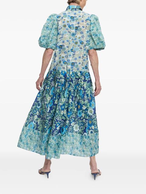 ALEMAIS puff-sleeve floral maxi dress - Blue