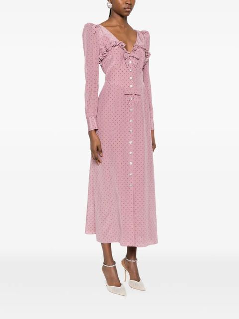 Alessandra Rich ruffled-detail polka-dot mdi dress - Pink