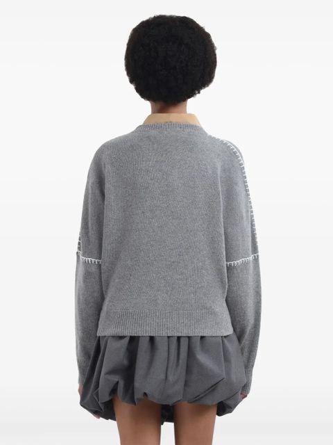 Marni whipstitch-trim sweater - Grey
