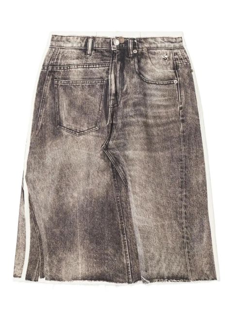 Tory Burch panelled frayed denim midi A-line skirt - Brown - zdjęcie produktu nr 1