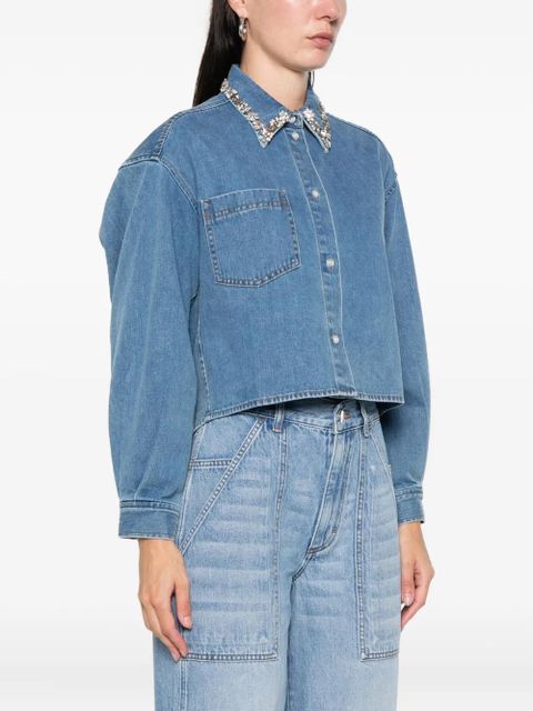 SANDRO embellished-collar denim shirt - Blue - zdjęcie produktu nr 2