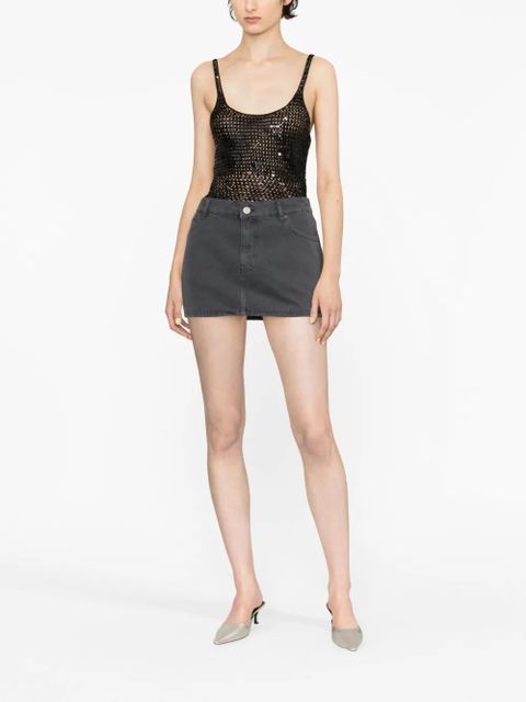 ROTATE BIRGER CHRISTENSEN logo-patch denim skirt - Grey - zdjęcie produktu nr 2