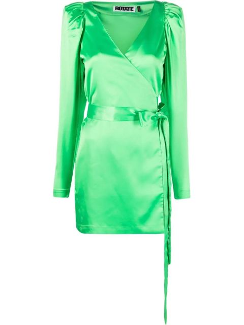 ROTATE BIRGER CHRISTENSEN Bridget satin wrap dress - Green - zdjęcie produktu nr 1