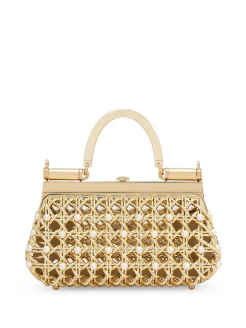 Dolce & Gabbana pearl-embellished caged tote bag - Gold