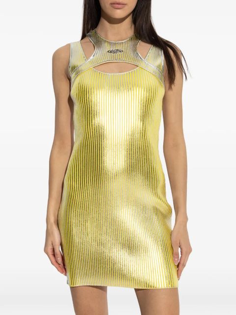 Casablanca cut-out foil-printed mini dress - Yellow