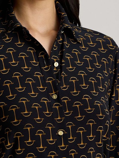 Lauren Ralph Lauren koszula damska kolor granatowy regular z kołnierzykiem klasycznym 200P03717