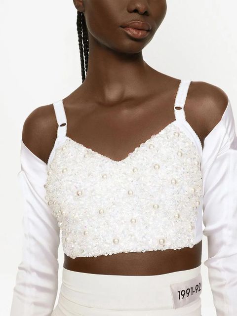 Dolce & Gabbana KIM DOLCE&GABBANA beaded corset top - White