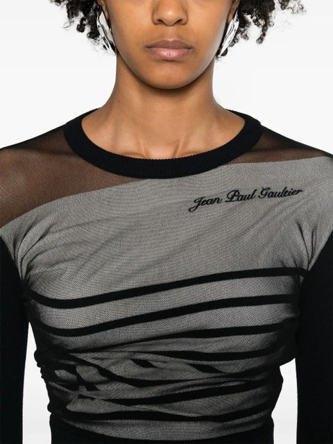 Jean Paul Gaultier Marinère layered cropped jumper - Black
