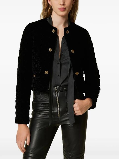 TWINSET velvet cropped jacket - Black - zdjęcie produktu nr 2