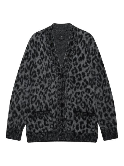ANINE BING leopard-pattern button-up cardigan - Black - zdjęcie produktu nr 1