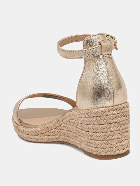 Tommy Hilfiger sandały skórzane TH METALLIC MID WEDGE ESPADRILLE