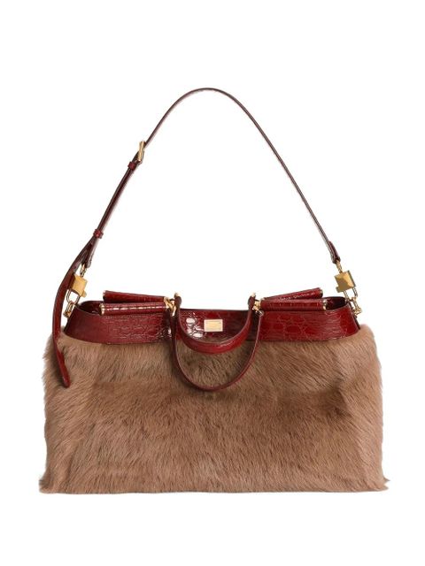 Dolce & Gabbana My Sicily shearling and alligator handbag - Neutrals - zdjęcie produktu nr 1