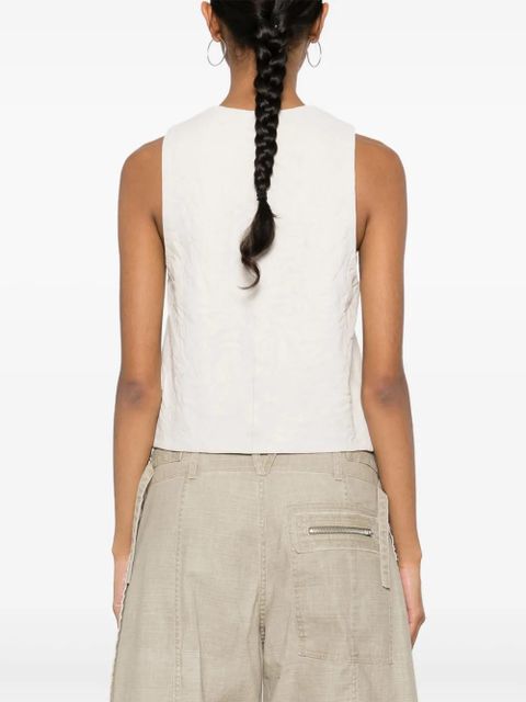 Zadig&Voltaire Emilie crinkled leather waistcoat - Neutrals