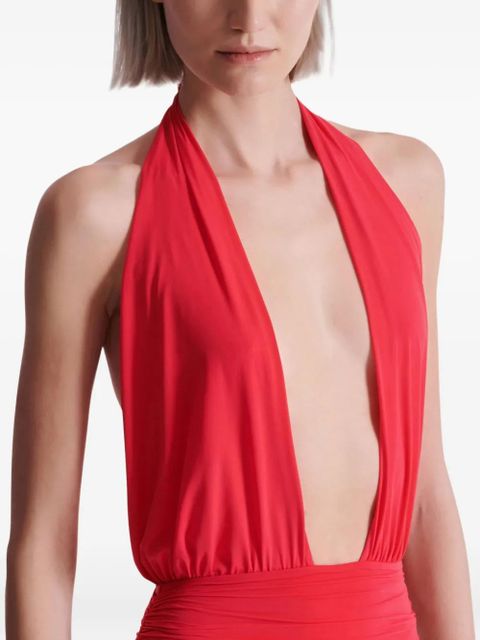 Balmain halterneck swimsuit - Red