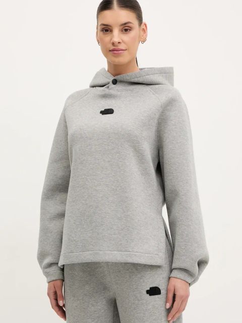 The North Face bluza Relaxed damska kolor szary z kapturem melanżowa NF0A89C0EC41