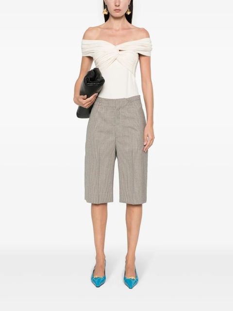 Victoria Beckham houndstooth-pattern tailored shorts - Brown