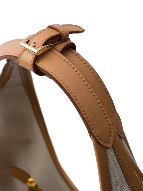 Prada large logo-embroidered tote bag - Neutrals