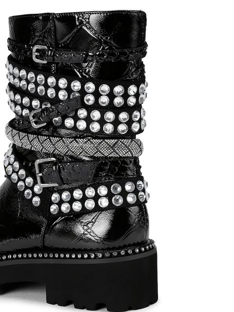 Kurt Geiger London botki skórzane Multi Strap Flat Boot damskie kolor czarny na platformie 4994309419