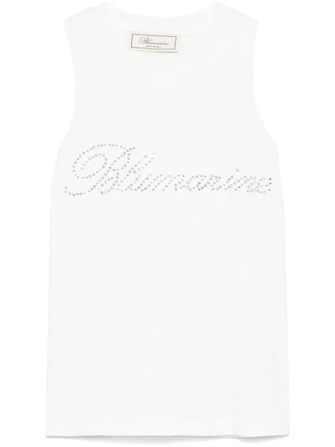 Blumarine rhinestone-logo tank top - White - zdjęcie produktu nr 1