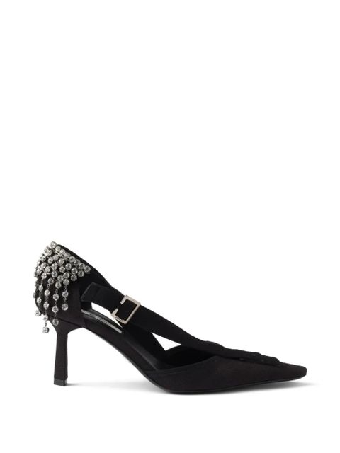 Prada crystal-appliqués canvas pumps - Black - zdjęcie produktu nr 2