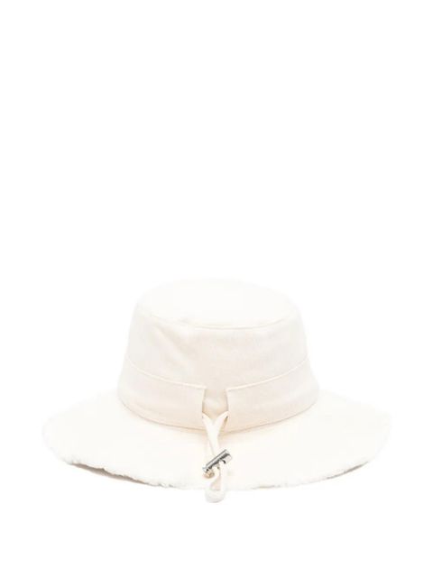 Jacquemus Le Bob Artichaut frayed logo bucket hat - Neutrals