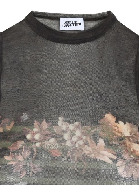 Jean Paul Gaultier floral-print stripe top - Grey