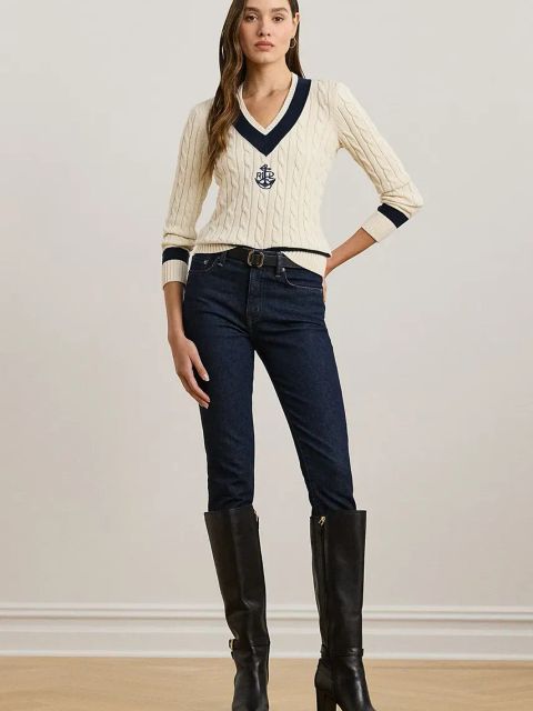 Lauren Ralph Lauren sweter bawełniany kolor beżowy 200957479