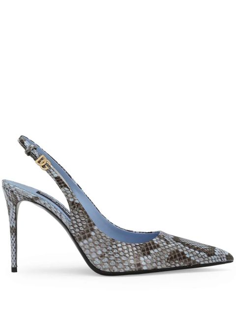 Dolce & Gabbana DNA 90mm snakeskin-effect slingback pumps - Blue - zdjęcie produktu nr 1