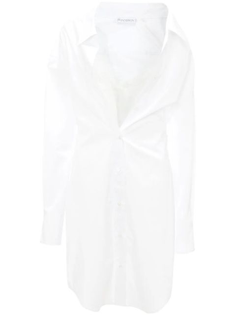 JW Anderson lace-detail shirt dress - White - zdjęcie produktu nr 1