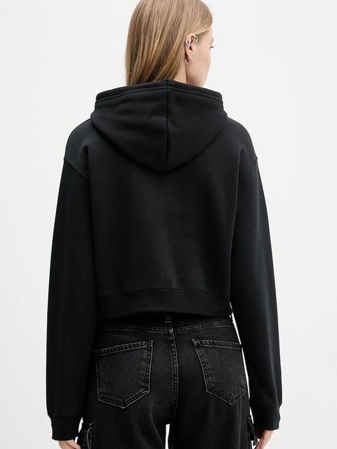 Converse bluza damska kolor czarny z kapturem gładka CVW5K527