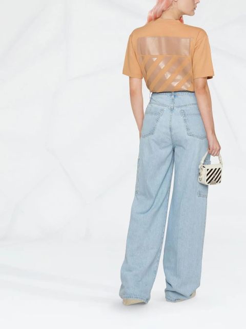 Off-White Diag-print cotton T-shirt - Orange